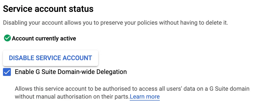 Google Domain Wide Delegation